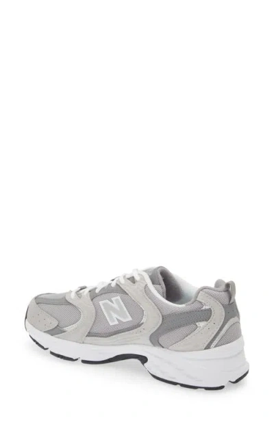 New Balance Mens Raincloud Grey White Mr530 Logo-embossed Leather And Mesh Low-top Trainers
