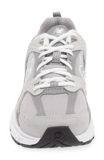 New Balance Mens Raincloud Grey White Mr530 Logo-embossed Leather And Mesh Low-top Trainers