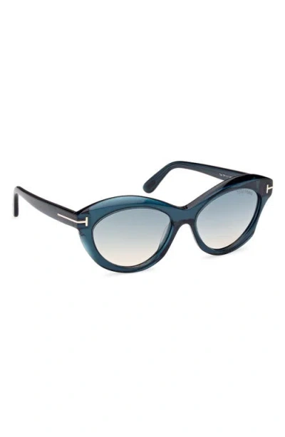 Tom Ford 55mm Gradient Oval Sunglasses In Blue