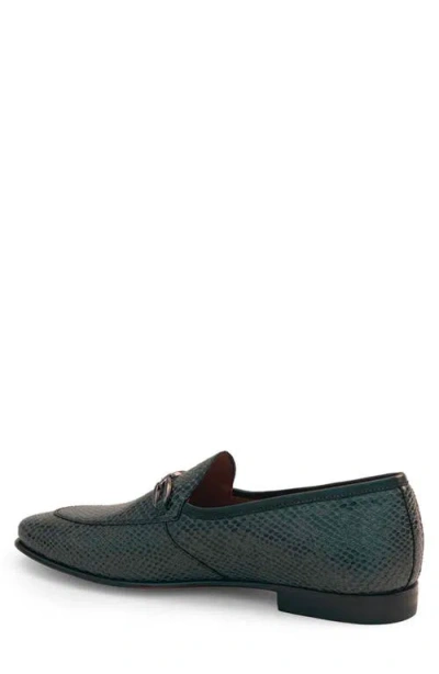 Mezlan Bit Ornament Python Embossed Leather Loafer In Black
