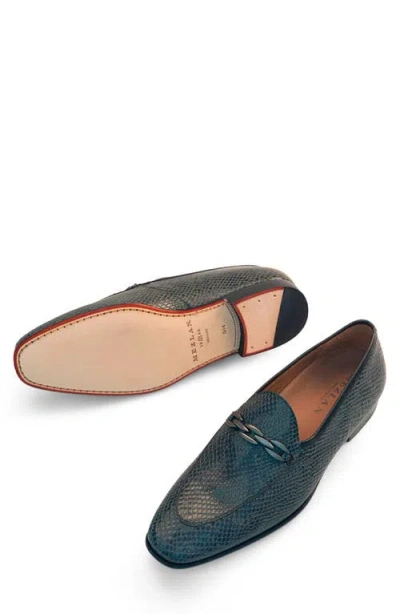 Mezlan Bit Ornament Python Embossed Leather Loafer In Black