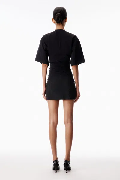 Alexander Wang Gathered T-shirt Dress With Continuous Loop Zipper In Black