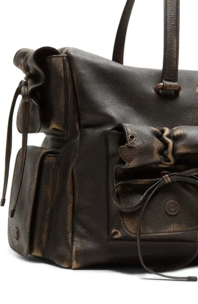 Acne Studios Multipocket Aged Leather Tote In Multi