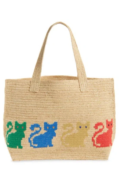 Valentino Garavani  Garavani Raffiachat Large Raffia Shopping Bag Woman Natural Uni In Multi