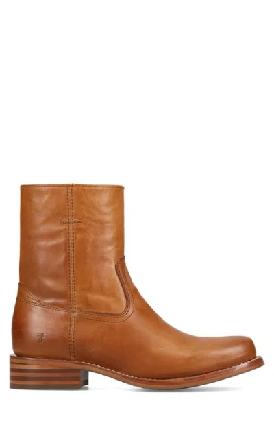 Frye Campus Leather Plain Toe Zip Boot In Brown