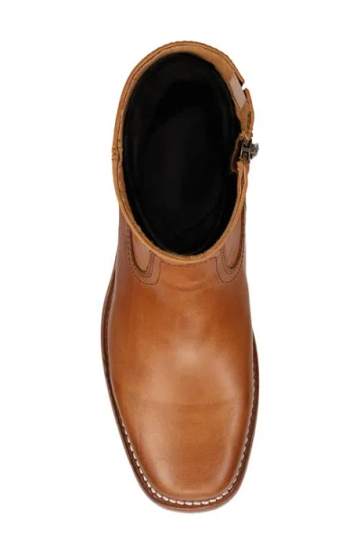 Frye Campus Leather Plain Toe Zip Boot In Brown