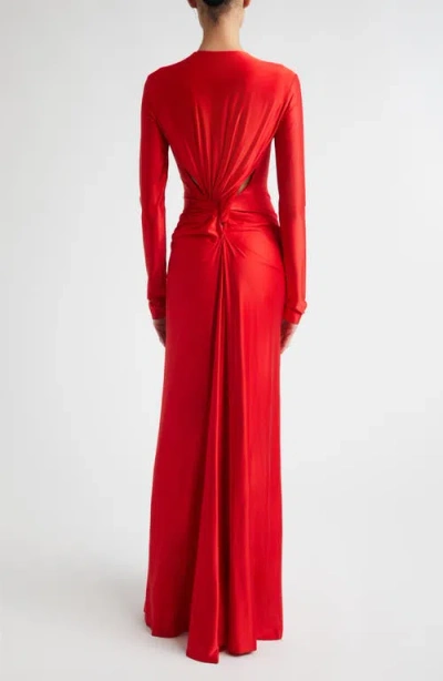 Victoria Beckham Womens Cardinal Red Zip-front Cut-out Stretch-jersey Maxi Dress In Multi