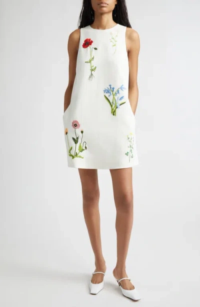 Stella Mccartney Floral Embroidered Sleeveless Mini Shift Dress In Green