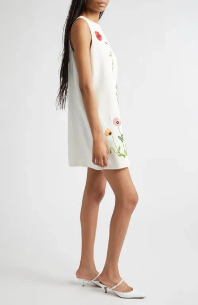 Stella Mccartney Floral Embroidered Sleeveless Mini Shift Dress In Green