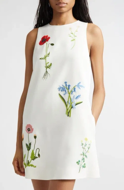 Stella Mccartney Floral Embroidered Sleeveless Mini Shift Dress In Green