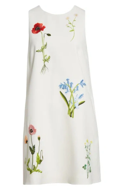 Stella Mccartney Floral Embroidered Sleeveless Mini Shift Dress In Green