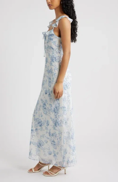 Open Edit Ruffle Chiffon Maxi Dress In Multi