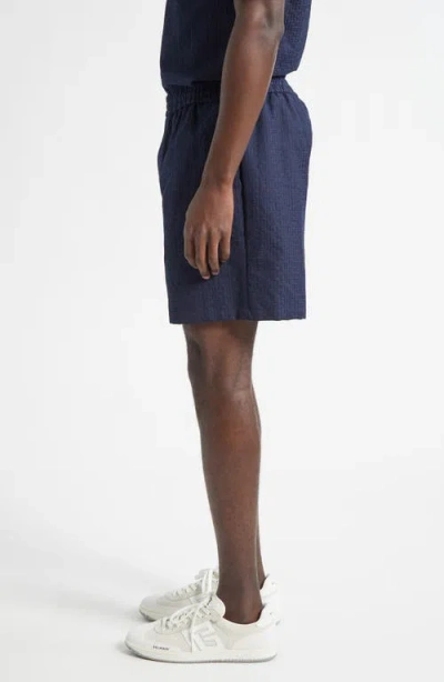 Balmain Small Monogram Cotton Pyjama Shorts In Blue