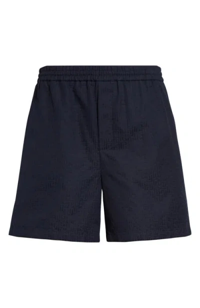 Balmain Small Monogram Cotton Pyjama Shorts In Blue