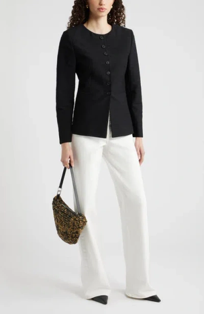 Nordstrom Collarless Textured Jacket In Black