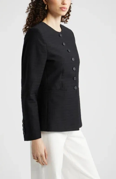 Nordstrom Collarless Textured Jacket In Black