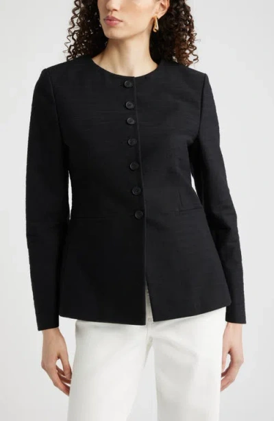 Nordstrom Collarless Textured Jacket In Black