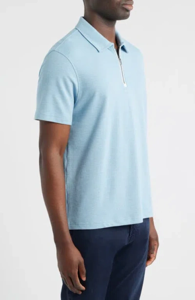 Bugatchi Quarter Zip Polo In Blue