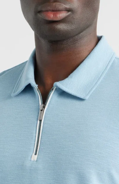 Bugatchi Quarter Zip Polo In Blue
