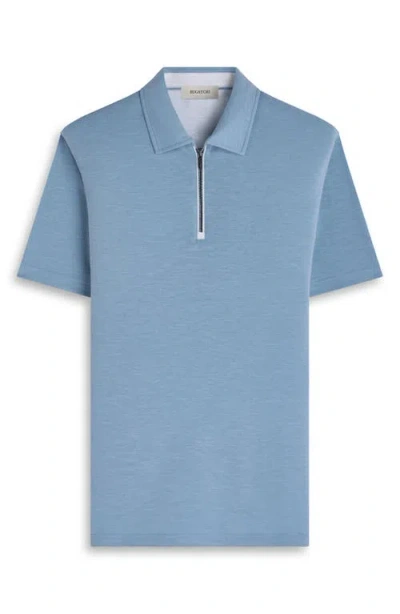 Bugatchi Quarter Zip Polo In Blue