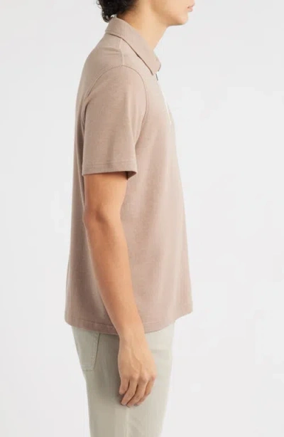 Bugatchi Quarter Zip Polo In Brown