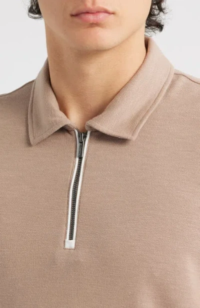 Bugatchi Quarter Zip Polo In Brown