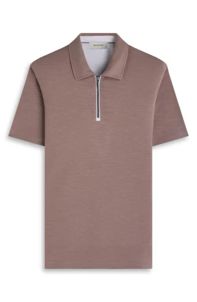 Bugatchi Quarter Zip Polo In Brown