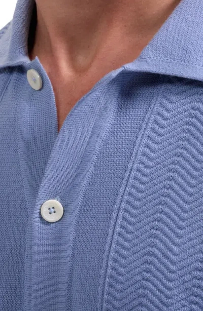 Bugatchi Short Sleeve Cardigan In Blue