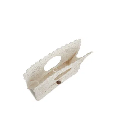 Jacquemus La Spiaggia Embellished Lace-raffia Bag In White