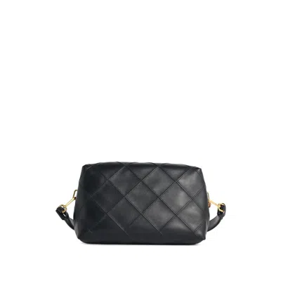 Tory Burch Fleming Black Diamond Quilted Shoulder Bag With Chain-link Shoulder Strap In Leather Woman