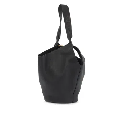 Khaite Lotus Small Textured-leather Tote In Black