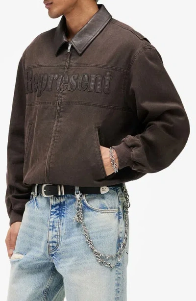 Represent Roscoe Logo Detail Cotton Canvas Bomber Jacket In Multi