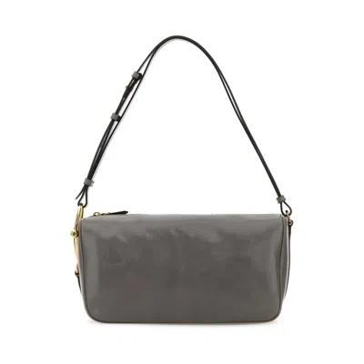 Gucci Shoulder Bag In Smooth Leather In Gray