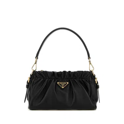 Prada Leather Shoulder Bag In Black