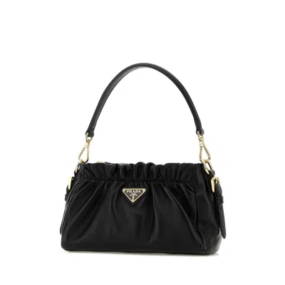 Prada Leather Shoulder Bag In Black
