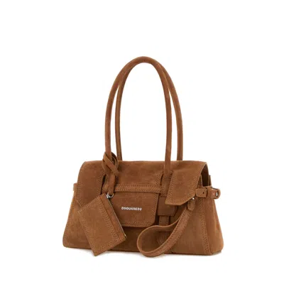Dsquared2 Dsquared Camel Suede Shoulder Bag In Brown