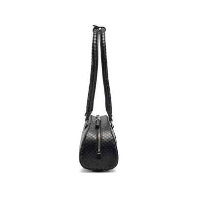 Diesel Elongated Bowling Dome Shoulder Bag In Smooth Black Leather