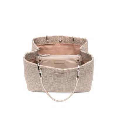 Emporio Armani Myea Medium Shopper Bag In Woven Nylon In Neutral