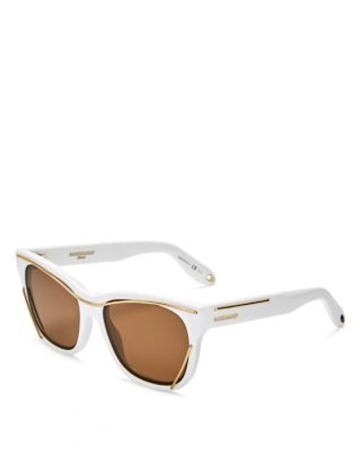 Shop Givenchy Wire Square Sunglasses, 55mm In White/gold/brown Solid