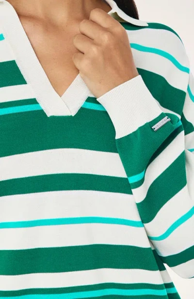 P.e Nation Retreat Stripe Collar Knit Pullover In Green