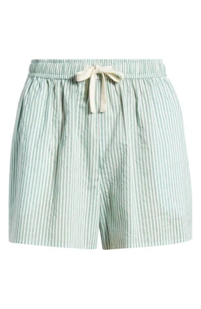 Bernardo Stripe Cotton Drawstring Shorts In Blue