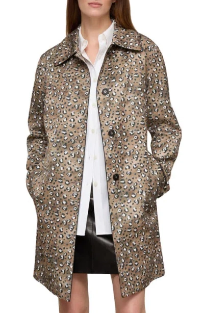 Lafayette 148 New York Leopard Print Cotton Blend Twill Coat In Multi