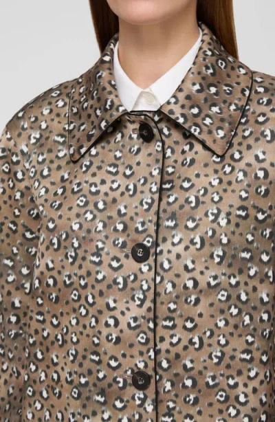 Lafayette 148 New York Leopard Print Cotton Blend Twill Coat In Multi