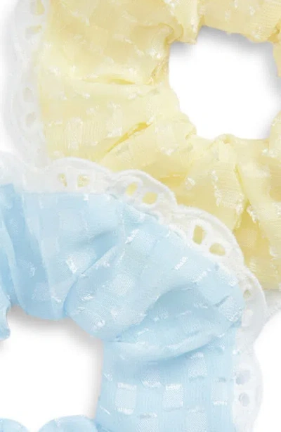 Cara 3-pack Pastel Eyelet Scrunchie Set In Blue