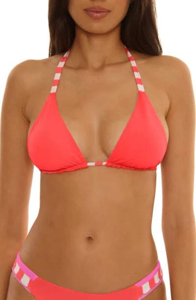 Becca Miami Beach Reversible Triangle Bikini Top In Multi