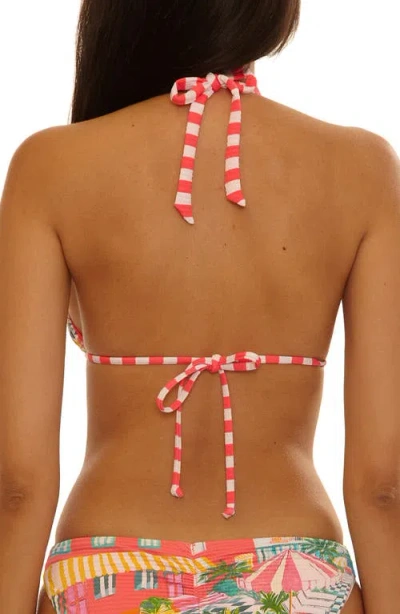Becca Miami Beach Reversible Triangle Bikini Top In Multi