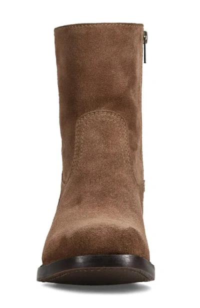 Frye Campus Suede Plain Toe Zip Boot In Brown