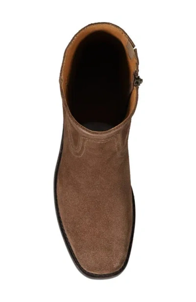 Frye Campus Suede Plain Toe Zip Boot In Brown