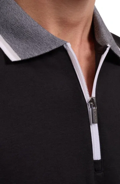 Bugatchi Quarter Zip Polo In Black