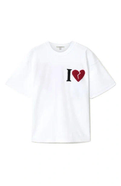 Allsaints Womens Optic White Heart Etta Heart-embroidered Cotton T-shirt Xs In White